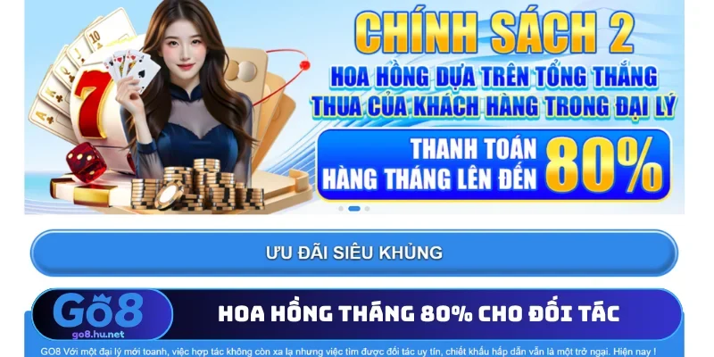 Hoa hồng tháng 80% cho đối tác